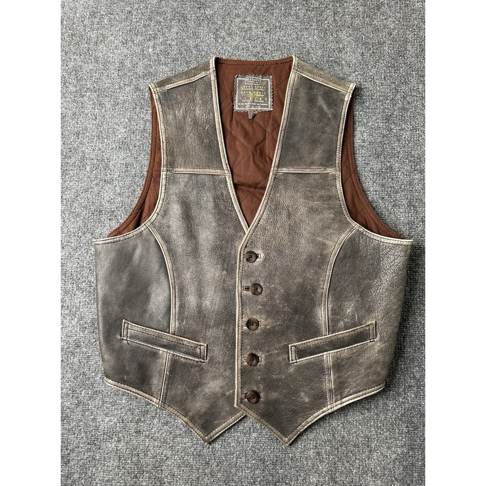 Mens Leather Old Navy Western Ranch Vest Brown, Size L